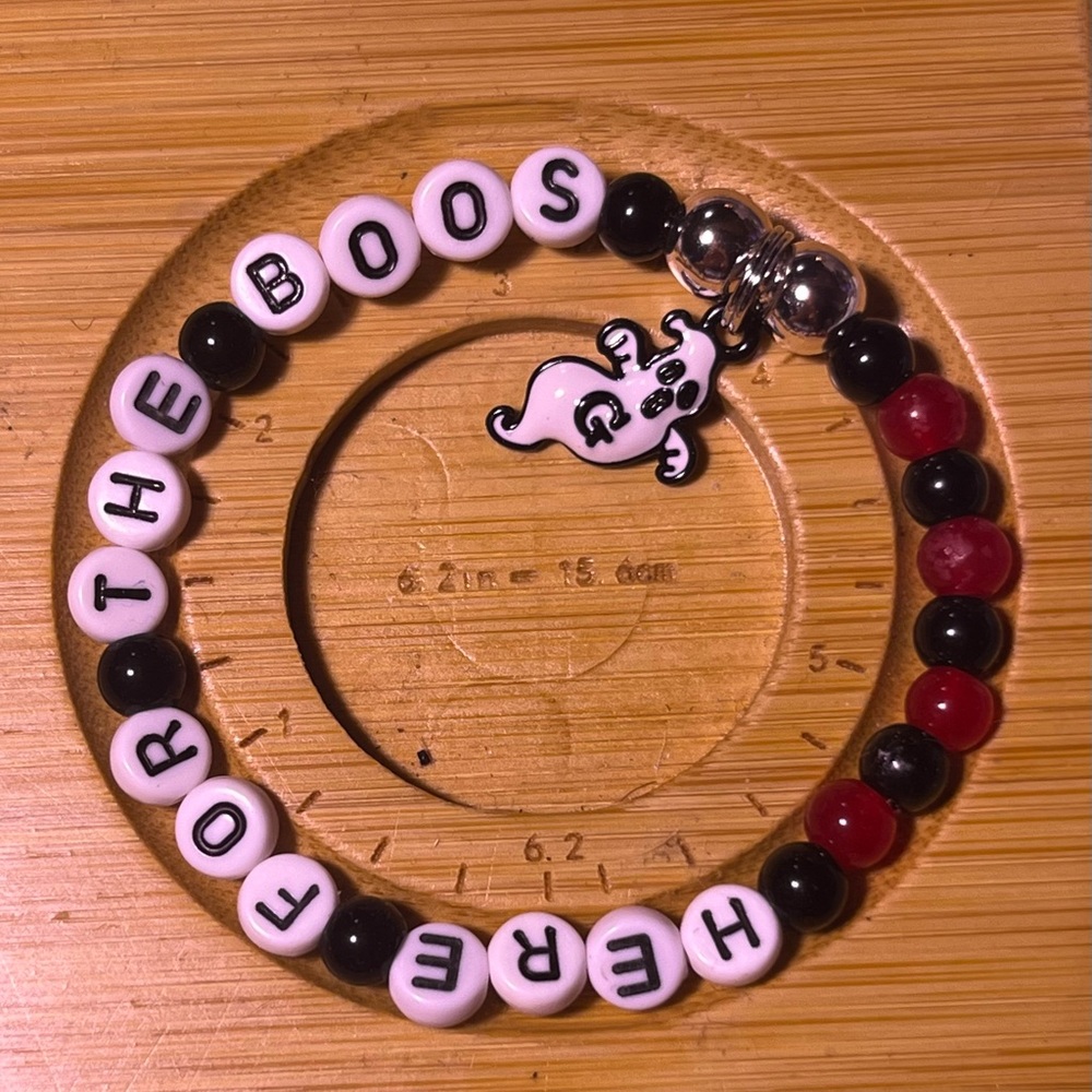 Halloween Bracelet. Handmade. Here for the Boos. With ghost charm.